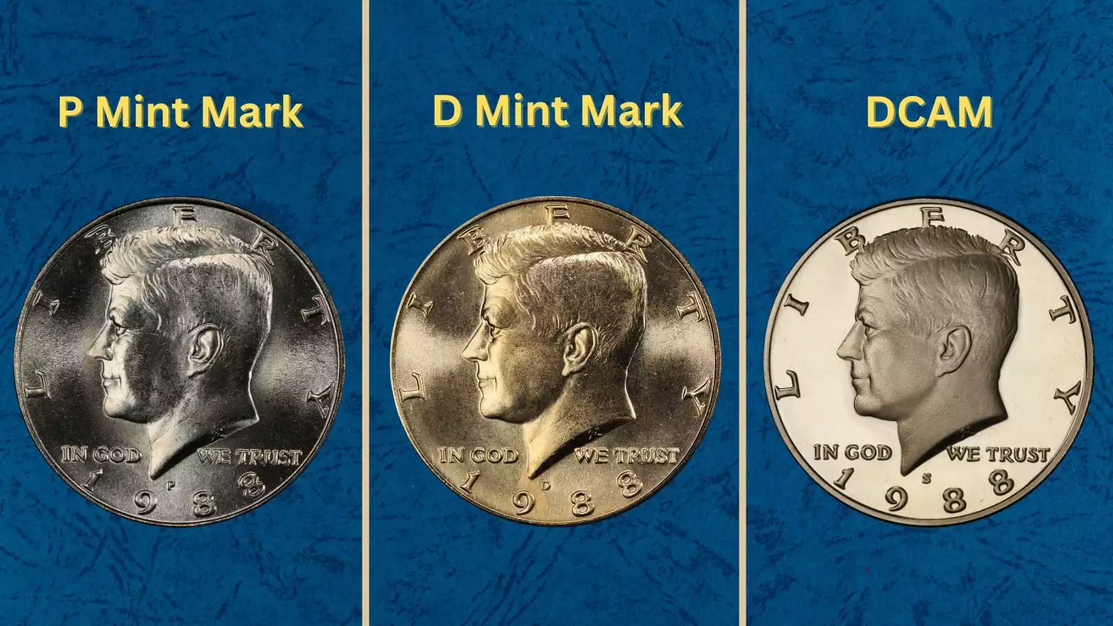 1988 Kennedy half dollar mint set packaging showing original Philadelphia and Denver mint coins in protective holders